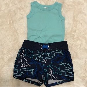 Cat&jack/baby kiss baby boy tank and swim trunks